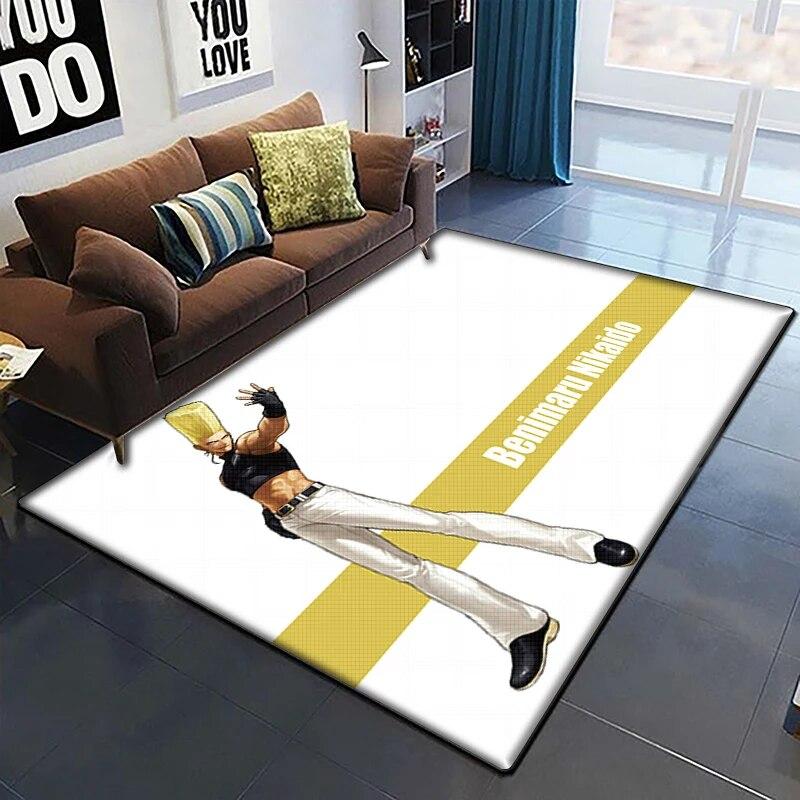 KOF Anime Krásný Malovaný Koberec do Obývacího Pokoje Velký Plošný Koberec Černý Měkký Koberec Domácí Dekorace Podložky Boho Koberce Piknik