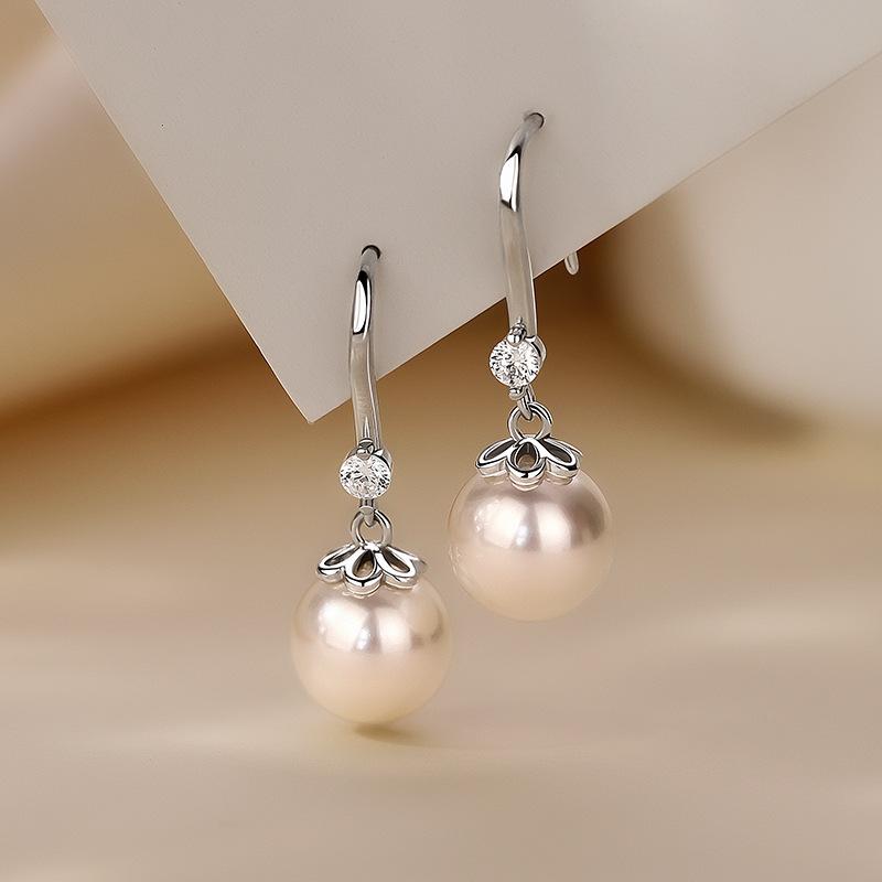 Personalized Pattern Pearl Zircon Earrings Women's Ear Hooks Light Luxury Niche Earrings Earrings Jewelry