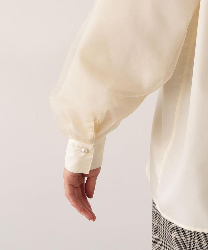 Afternoon Tea Living HY27 Tulle Sleeve Blouse, Size M, Ivory