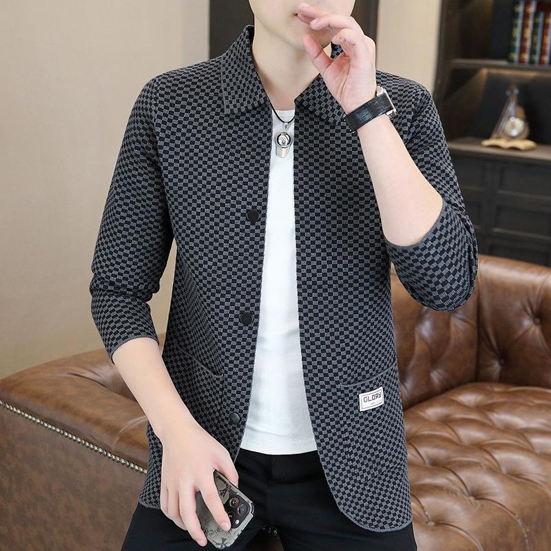 Men s Autumn Lapel Collar Fashion Casual Long Sleeve M