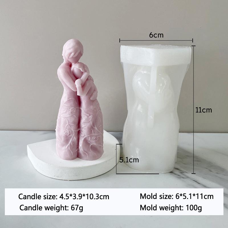 

Human Growth Silicone Candle Mold Pregnant Mother Holding Baby Gypsum Form Resin Aromatherapy Soap Mould for Mother s Day Gift