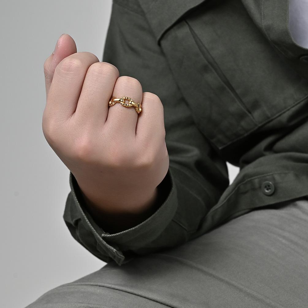 European and American Trendy Street Photos Personalized and Open Mouth Womens Rings Titanium Steel Plated Rings
