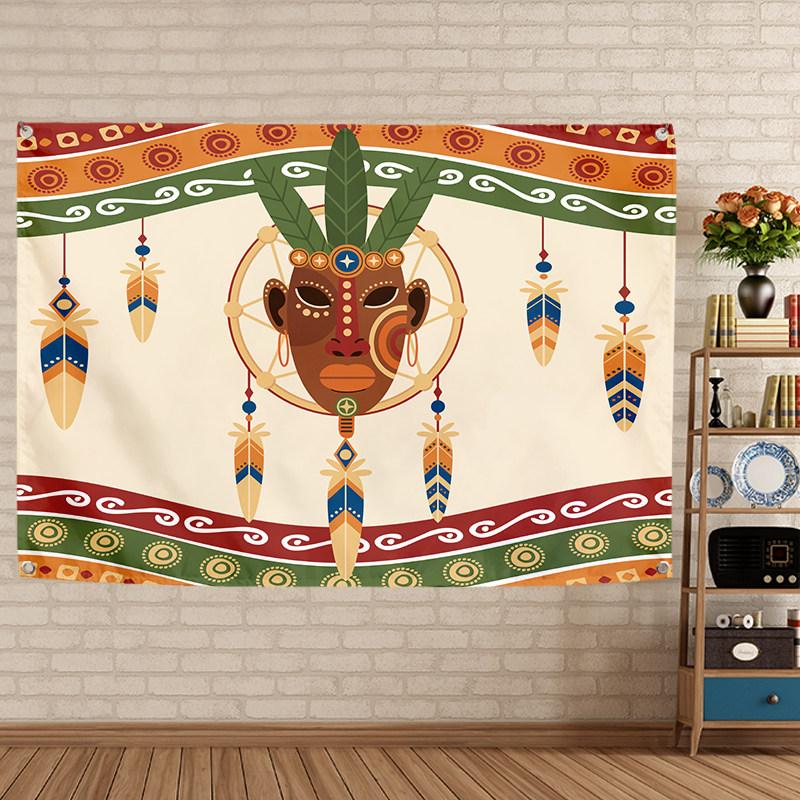 African Drum Percussion Music Tapestry Ethnic Style Musical Instrument Home Decor for Bedroom Living Room Background Cloth