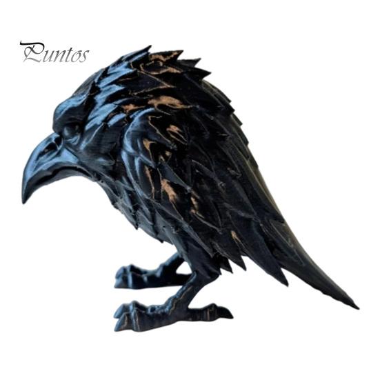 Niche Style Gothic Decor 3D Printed Crow Ornament, Realistic Black Raven Bird Figurines Figurine, Halloween Theme Statues for Bookshelf Desktop