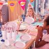 168 Pcs Pink Paper Plates and Napkins Mother Day Plates Light Pink Party Supplies Include Round Plate Napkins Cups Plastic Spoo