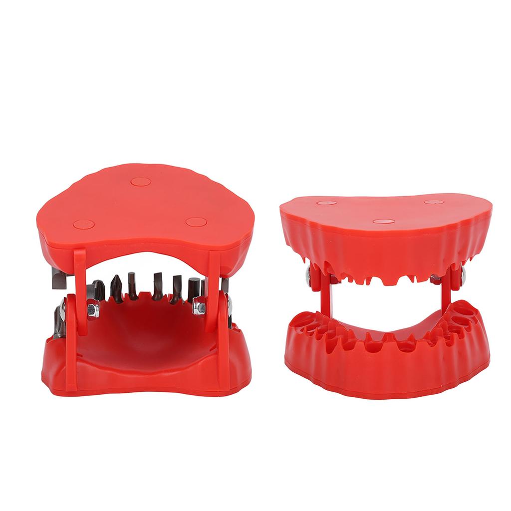 Denture Drill Bit Holder Teeth Model Shaped Full Opening Screwdriver Bit Organizing Holder with 28 Drill Bits