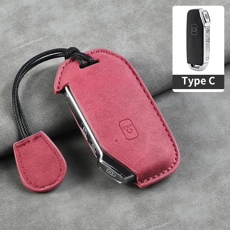 

5 Buttons Leather Car Key Case Cover Shell for Kia Telluride Telluride SX 2021 Sportage R 2022 K5 GT Line 2021 Seltos 2020