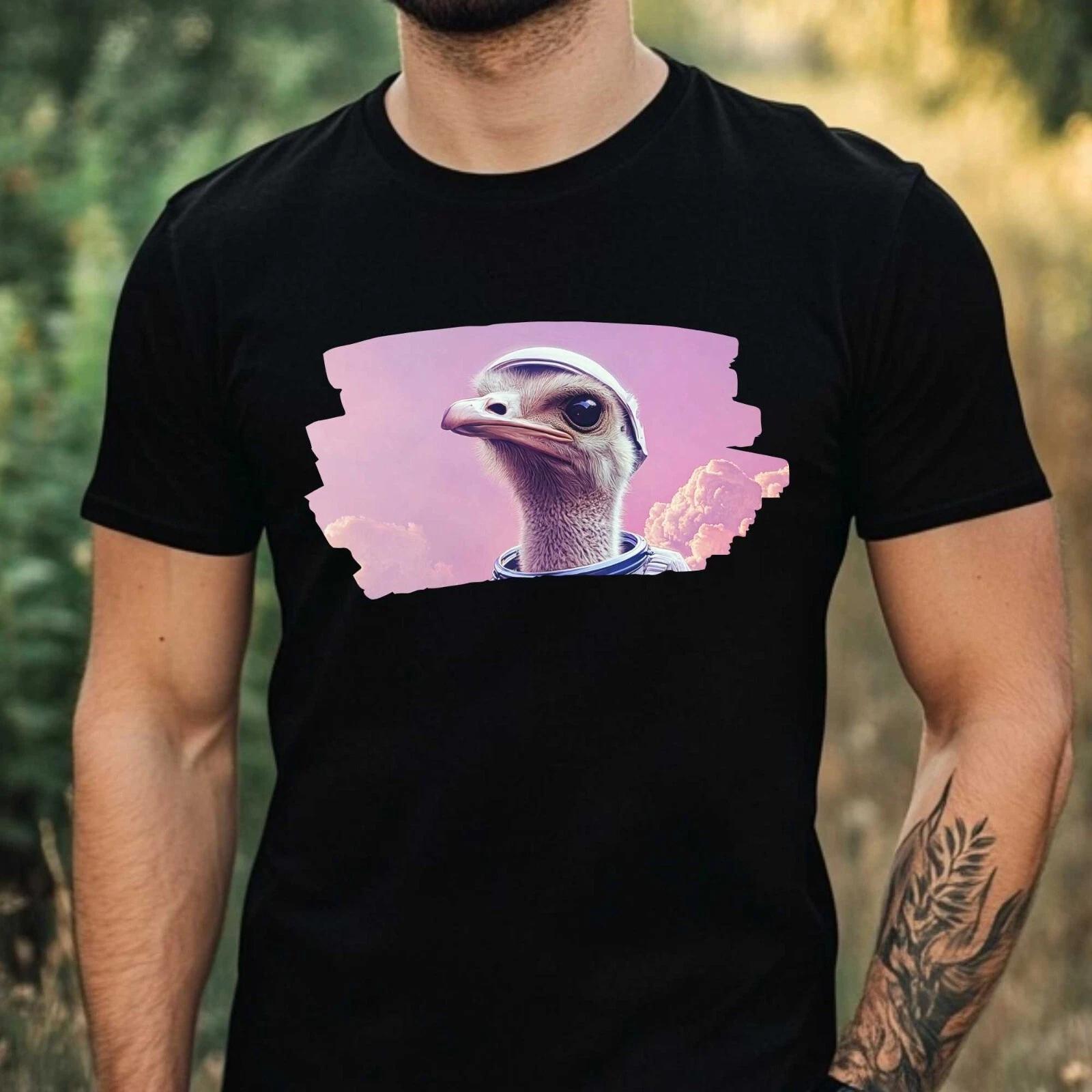 T-Shirt Herren Strauß als Astronaut Motiv Baumwolle Größe XS bis 5XL XL