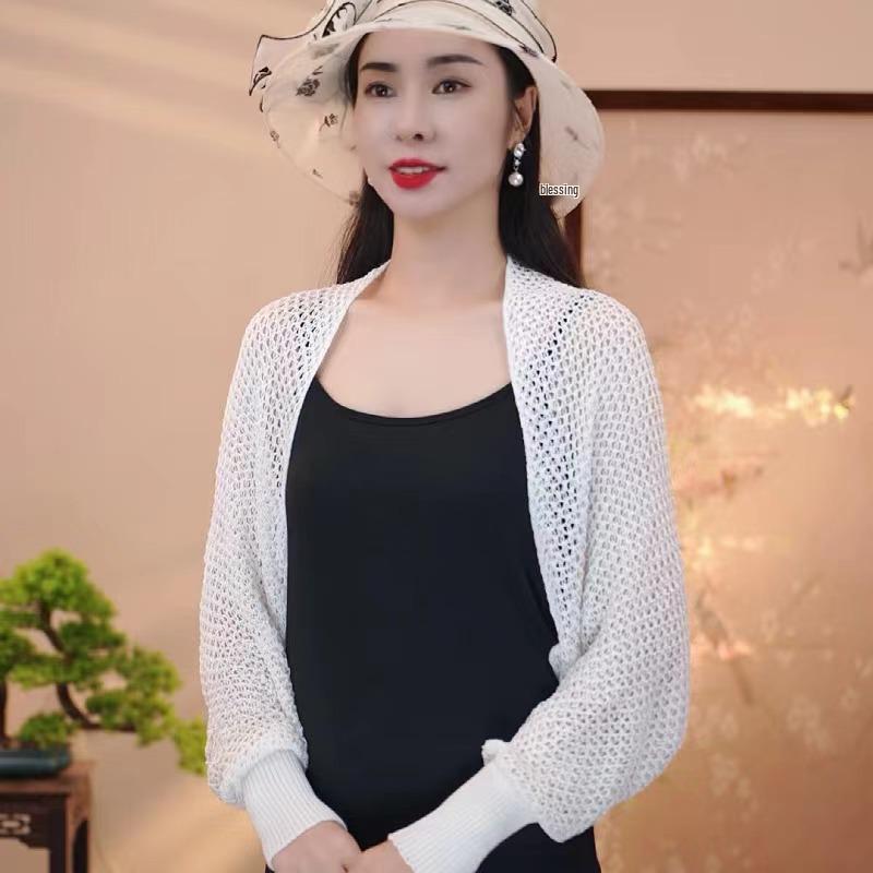 Ice Silk Shawl: Air-conditioned Sleeved Cardigan, Slimming Knit Outerwear, Trendy Short Dress