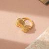 Golden Plated Ginkgo Leaf Open Adjustable Ring for Women Elegant Statement Jewelry Gift