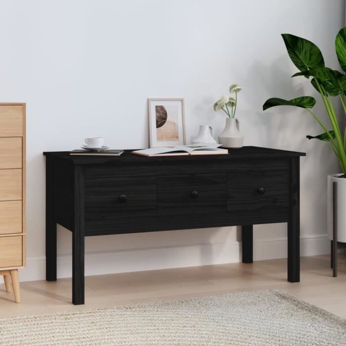 VidaXL Table basse Noir 102x49x55 cm Bois massif de pin 820945