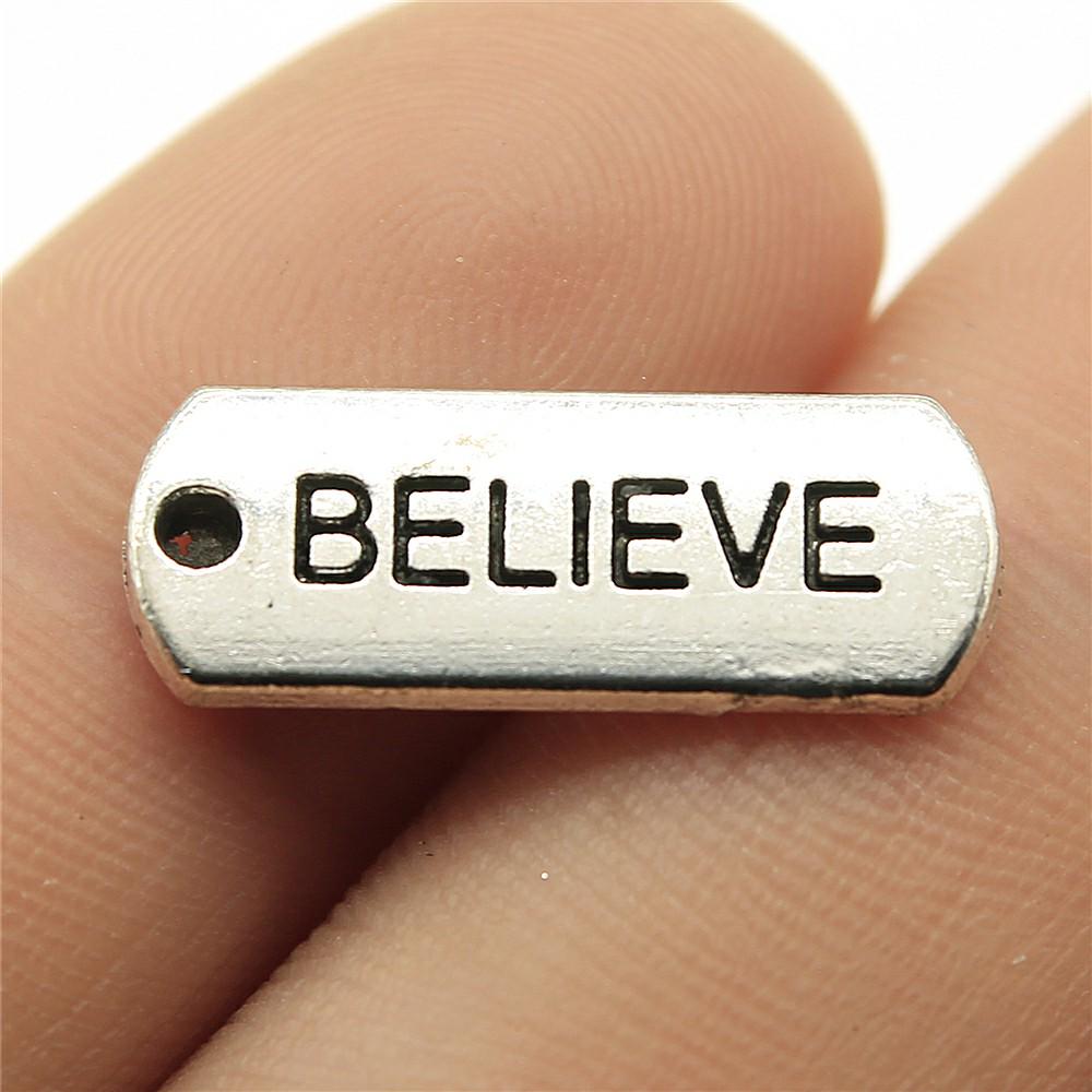10 stuks Woord Tags Hanger Bedels Antiek Zilverkleur Gezegend Geloof Geloof Vertrouwen Familie Namaste Onbevreesd Droom Hoop Bedels