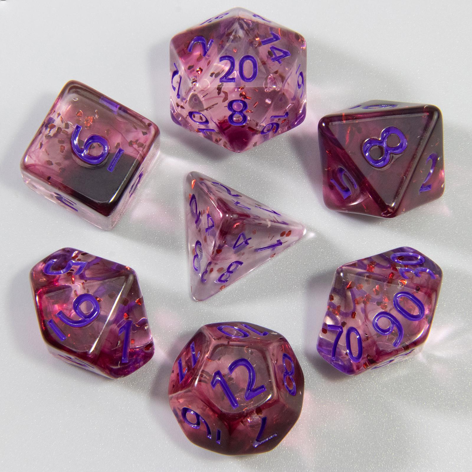 

Набор игральных костей DND из 7 многогранных цифровых игральных костей D4 D6 D8 D10 D% D12 D20 для настольных игр DND RPG темно-фиолетового