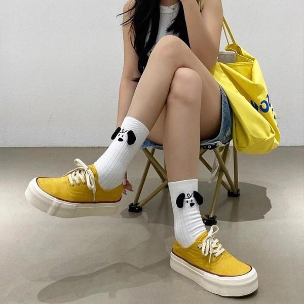 New breathable hemp contrasting color lace-up round head cowhide version versatile casual sports shoes thick baseplate shoes women