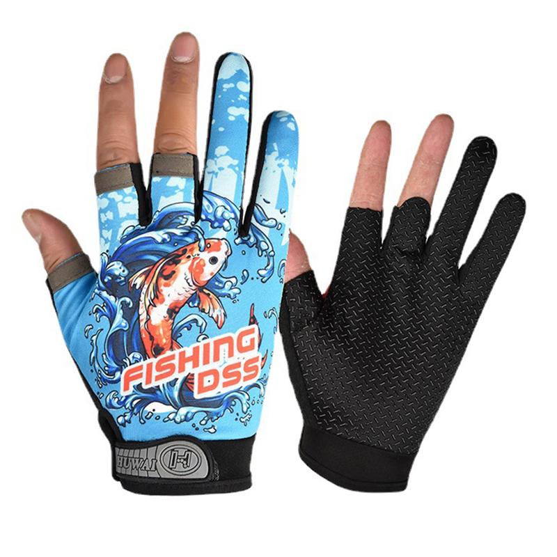 Fishing Gloves Breathable Three Fingers Elastic Summer Sunscreen Fishing Apparel Sports Anti-Slip Cycling Gloves