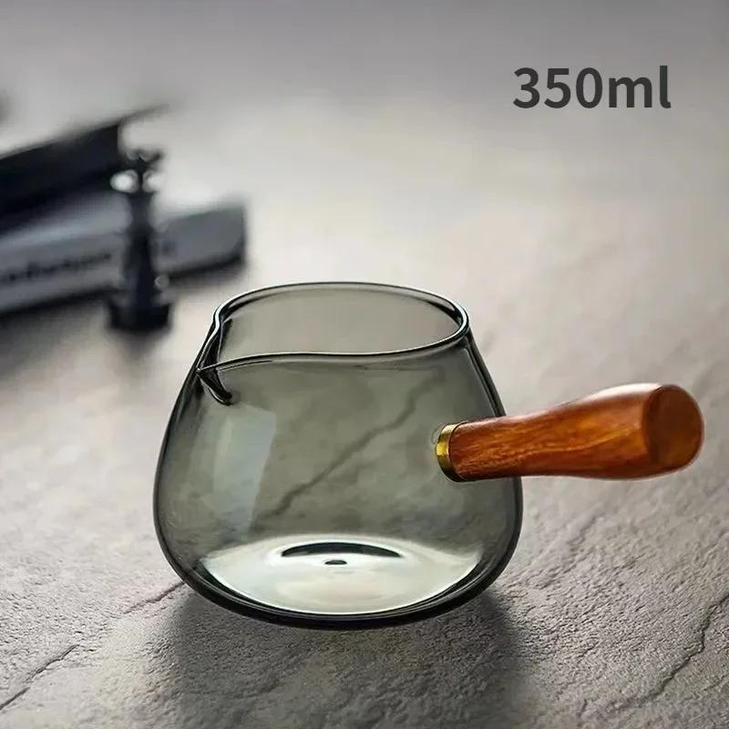 Glass Tea Jug Chinese Kung Fu Tea Set Accessory Water Pitcher Wood Side Handle Teapot Heat Resistant Teaware Coffee Milk Pot