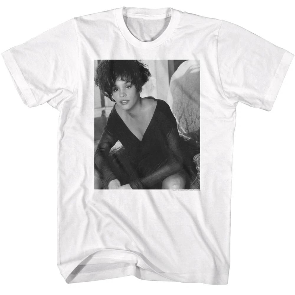 Whitney Houston Soul Diva B/W Sexy Photo Men s T Shirt R & B Pop Music Merch 4XL