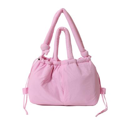 Puffer Tote Bag for Women Adjustable Strap Shoulder Bag Nylon Large Capacity Crossbody Bag Puffy Purse for Shopping Travel