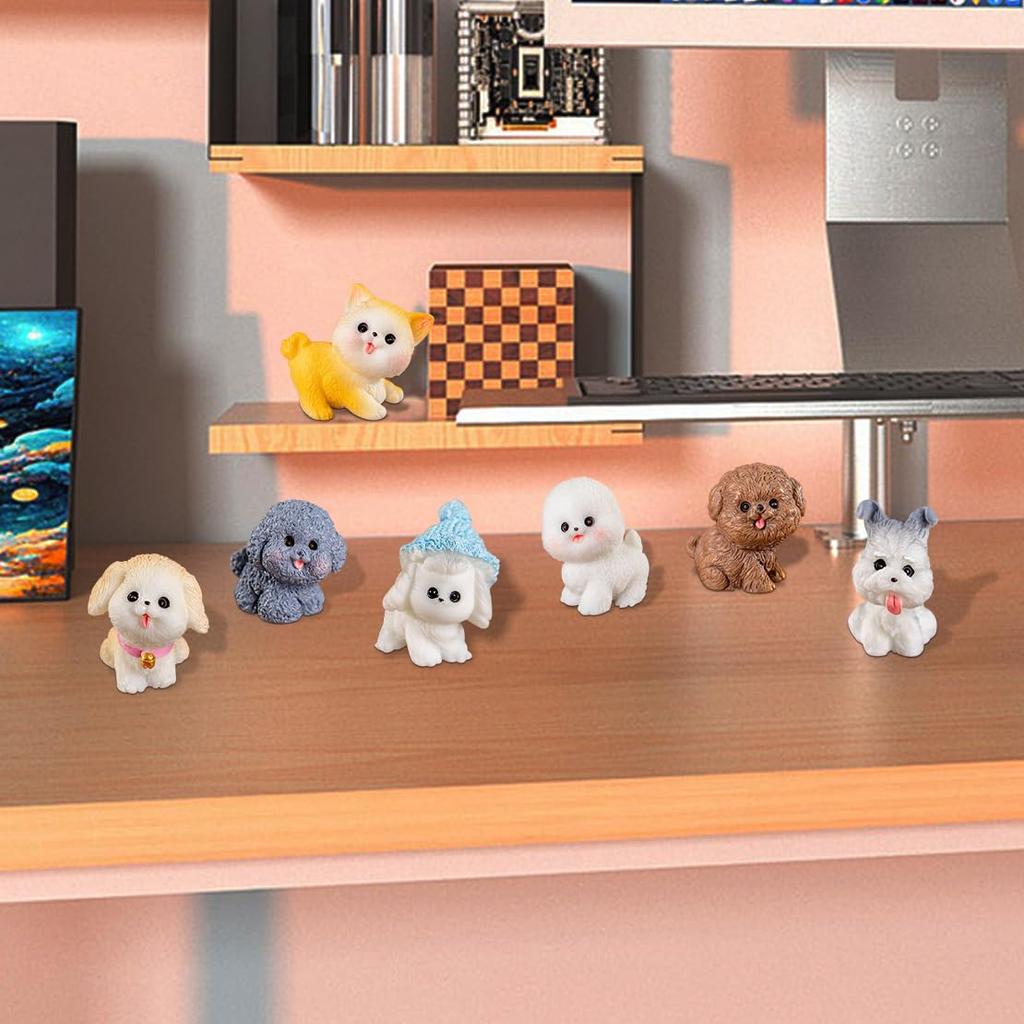 DeryArcle Miniature Dog 12 Small Garden Resin Dog Lucky Strong and Good Mini 3D Tabletop Potted Gardening Various Types Figurines, Dogs, Ornaments,