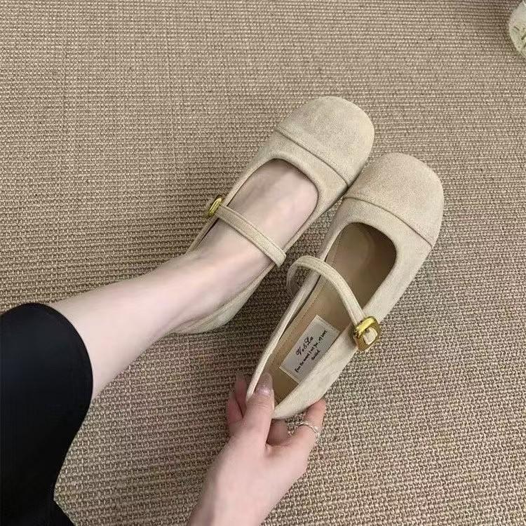 

Туфли-лодочки на плоской подошве с круглым носком и неглубоким вырезом, весна-осень, новые универсальные туфли Мэри Джейн с ремешком на подъеме 40