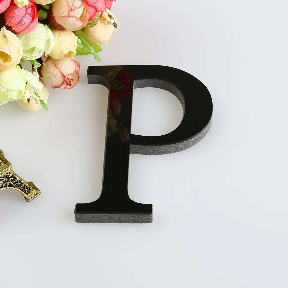 26 Letters DIY 3D Mirror Acrylic Wall Sticker Ornaments Black English Alphabet Decals Home Decor Wall Art Mural Party Decoration