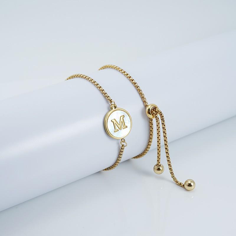 

18K Titanium Steel Shell Letter Bracelet: European & American Ins Style, Niche Design for Women Olive Letter Y