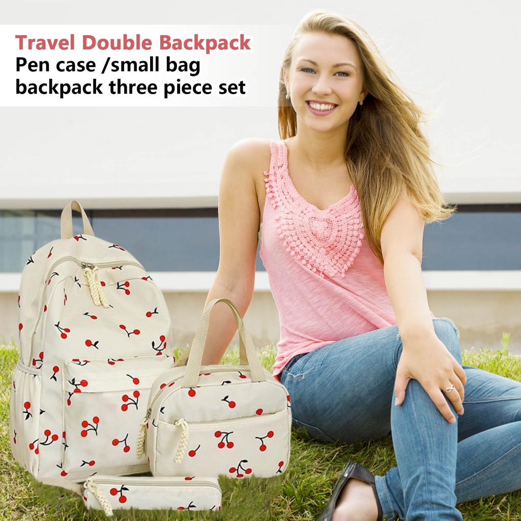 Student Backpack Travel Double Backpack Pencil Case Small Bag School Bag Three-piece Set