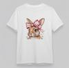 Women's Plus Size Classic T Shirt Brown Rabbit Pink Bow Floral Illustration Tee