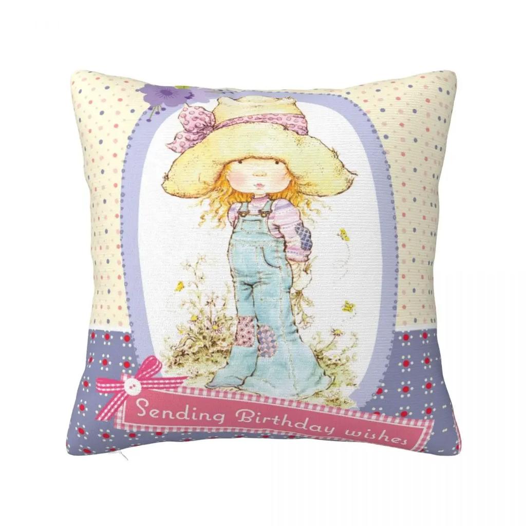 Niedlicher Kissenbezug mit Sarah Kay-Mädchen-Motiv, bedruckter Stoff, Kissenbezug, Dekoration, Cartoon-Kissenbezug für das Landleben, verschiedene Größen