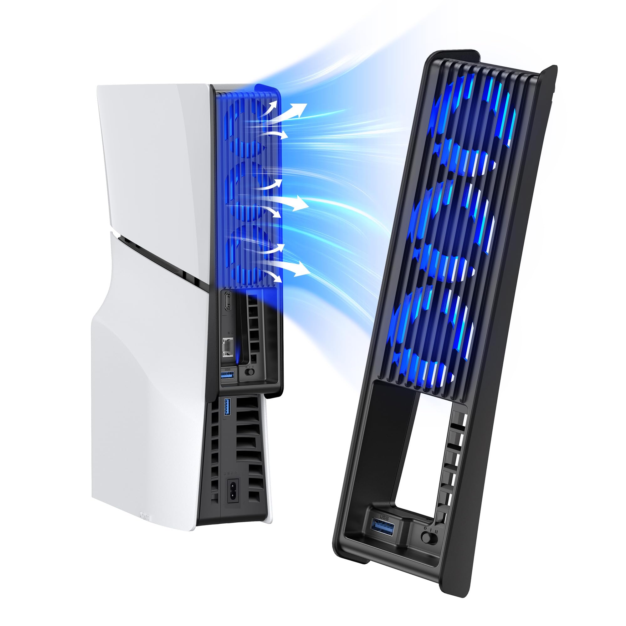 

Cooling Fan for New PS5 Slim KIWIHOME Cooling for PS5 Slim Cooling Fan for PS5 Slim Automatic Temperature Detection Adjustable Wind Speed LED Light