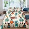 Robot Duvet Cover Set Boys Girls Watercolor Robot Quilt Cover Modern Cartoon Super Robot Pattern Bedding Set Comforter Cover Set