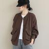 High cotton loose literary long-sleeved short jacket spring new solid color stand-up collar versatile casual meat-covering and thin top