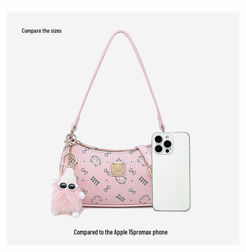 GLEE KITTY 2025 Fashion Dumpling Shoulder Bag - High-End, Simple Print, Commuter Style.