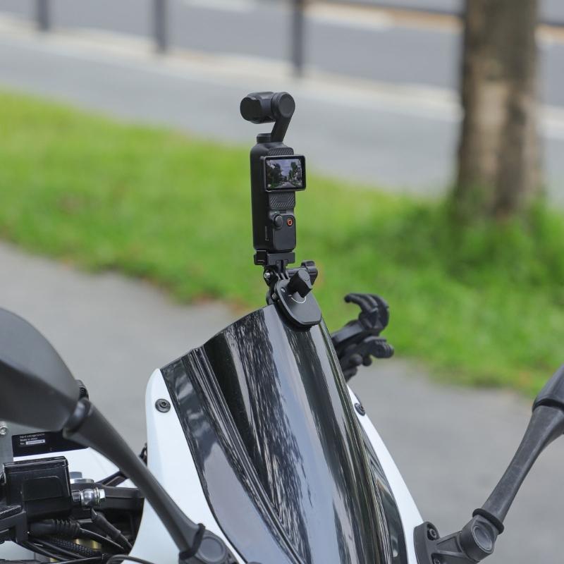 Sports Camera Mount Clamp Stand for Electric Bikes and Motorcycles Windscreen, Aluminum with Protective Silicone Padding