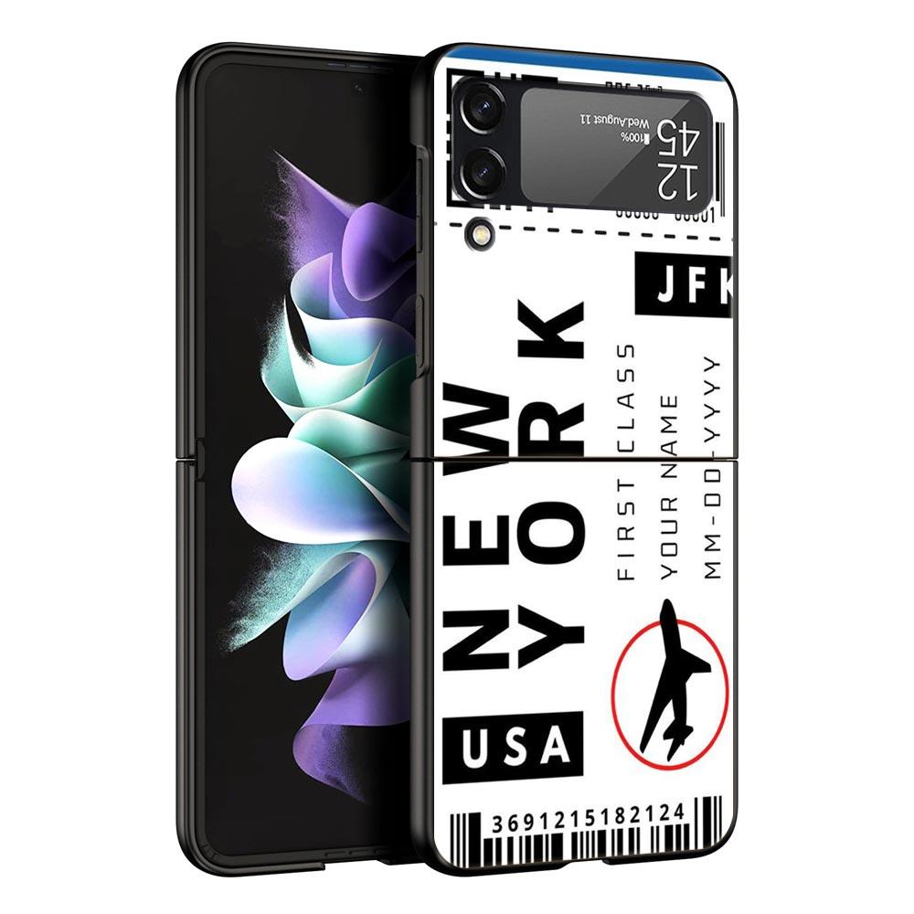 Phone Case for Samsung Galaxy Z Flip 3 4 5 6 Folding Black Shell National Flag RU FR UK For Samsung Z Flip4 Flip5 PC Hard Cover