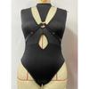 Large Size Sexy Lingerie Women's Mesh Jumpsuit Tight Fitting Black Hollow Out Erotic Perspective Restrained Lingerie