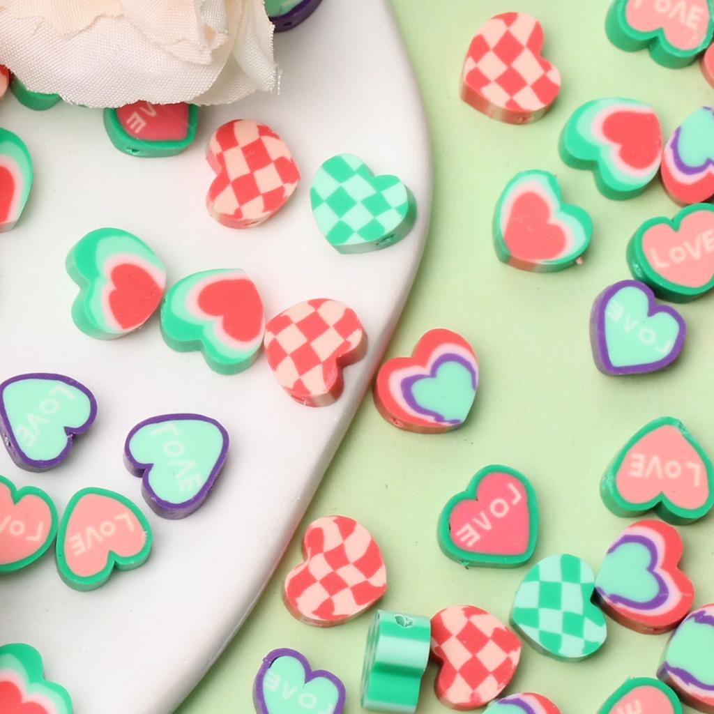 for Jewelry Making Loose Beads Creative Soft Pottery Love Mixed Beads Heart Shaped DIY Material 10pcs Decorations