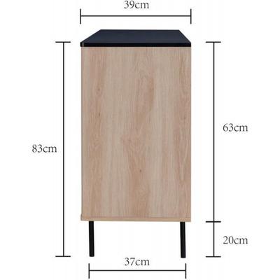 Memphis Buffet - Wood And Black Decor - 3 Doors Famemphisbuf3p