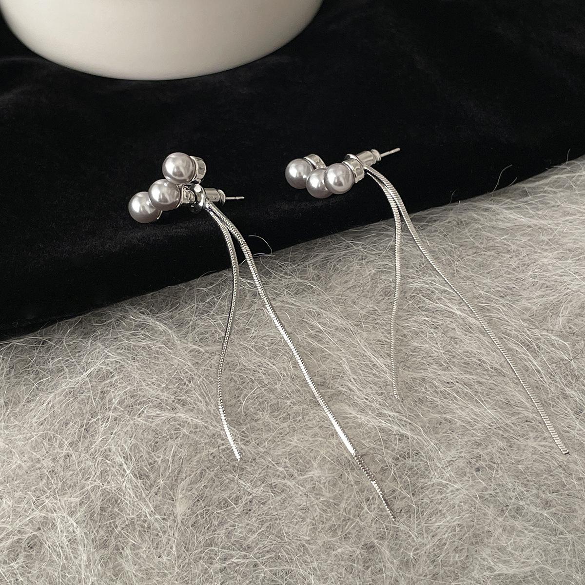 

Длинные серьги-гвоздики с кисточками женские ретро-серьги с жемчугом простые, модные и универсальные новые серьги новые модели