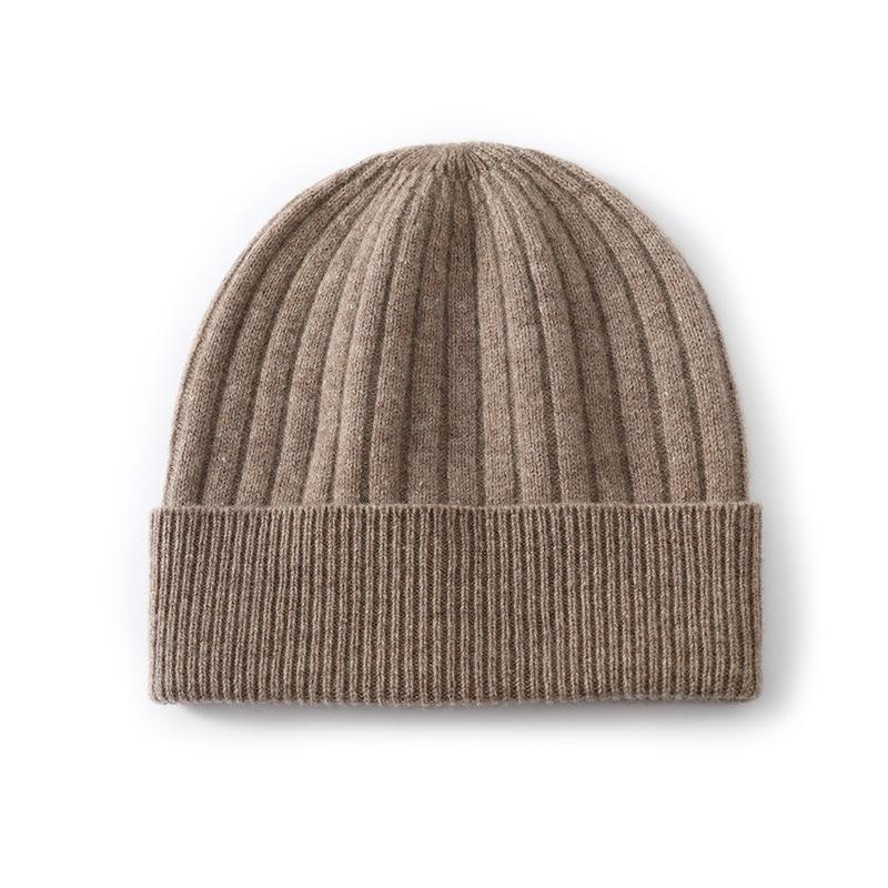 % Pure wool knitted wool hat contrasting color fashionable simple warm hat men's and women's dome autumn and winter cold hat