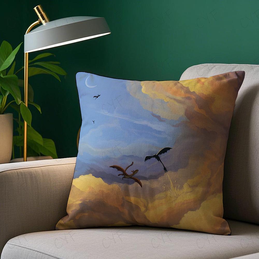F-Fourth W-Wing Dragon Pillow Case Pillowcase Anti-dustmite Pillow Invisible Zipper Silky Short Plush Sofa Cushion Cover