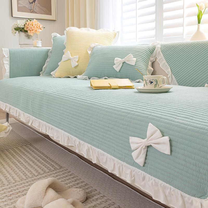 Internet Celebrity Pure Cotton Sofa Cushion Cotton Fabric Four Seasons Universal Non-Slip Seat Cushion  New Light Luxury Sofa Cover