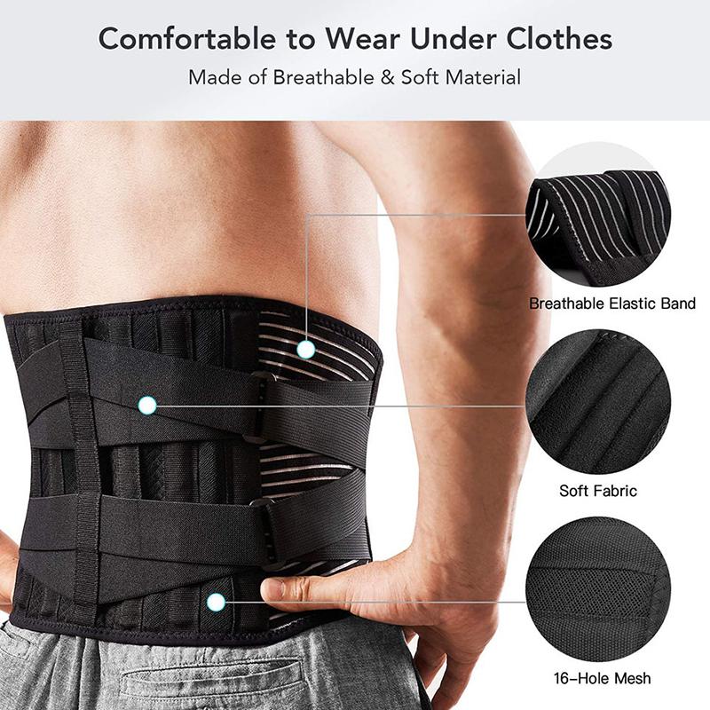 Lower Back Brace with 6 Stays Anti-skid Orthopedic Lumbar Support Breathable Waist Support Belt for Gym Pain Relief