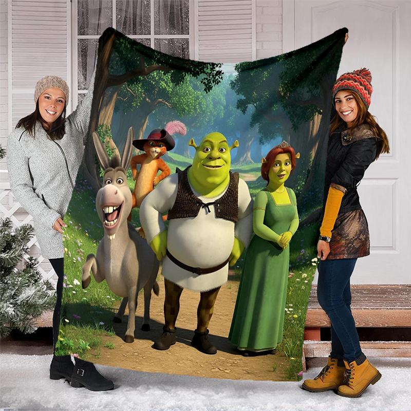Shrek Theme Printed Blanket Perfect For Couch Bed Travel Outdoor Use Machine Washable Cozy Durable