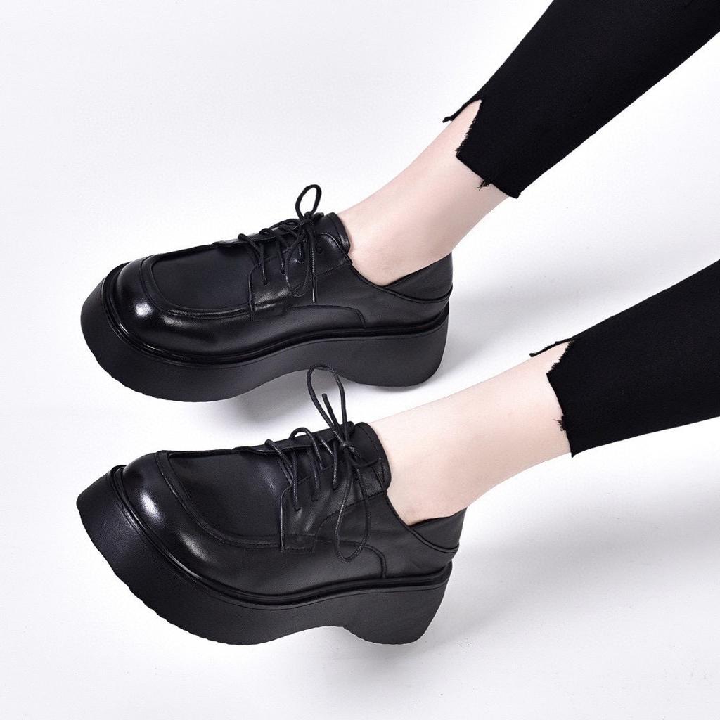 Women's Shoes 2025 Spring New Single Shoes Thick-soled Muffin Bottom First Layer Cowhide Lace-up Two Wear Flat-bottomed Round Head Casual Shoes