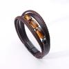 Tiger-eye Stone Bracelet - Multi-layered Woven Leather Rope, Fashionable, Unique, Versatile Leather Bracelet