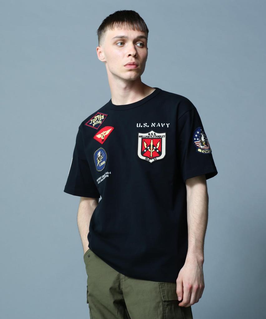 AVIREX TOP GUN WAPPEN CREW NECK Top Gun Patch XL T-SHIRT (WEB&DEPOT Exclusive) T-Shirt, 010, Black, 783-3934021
