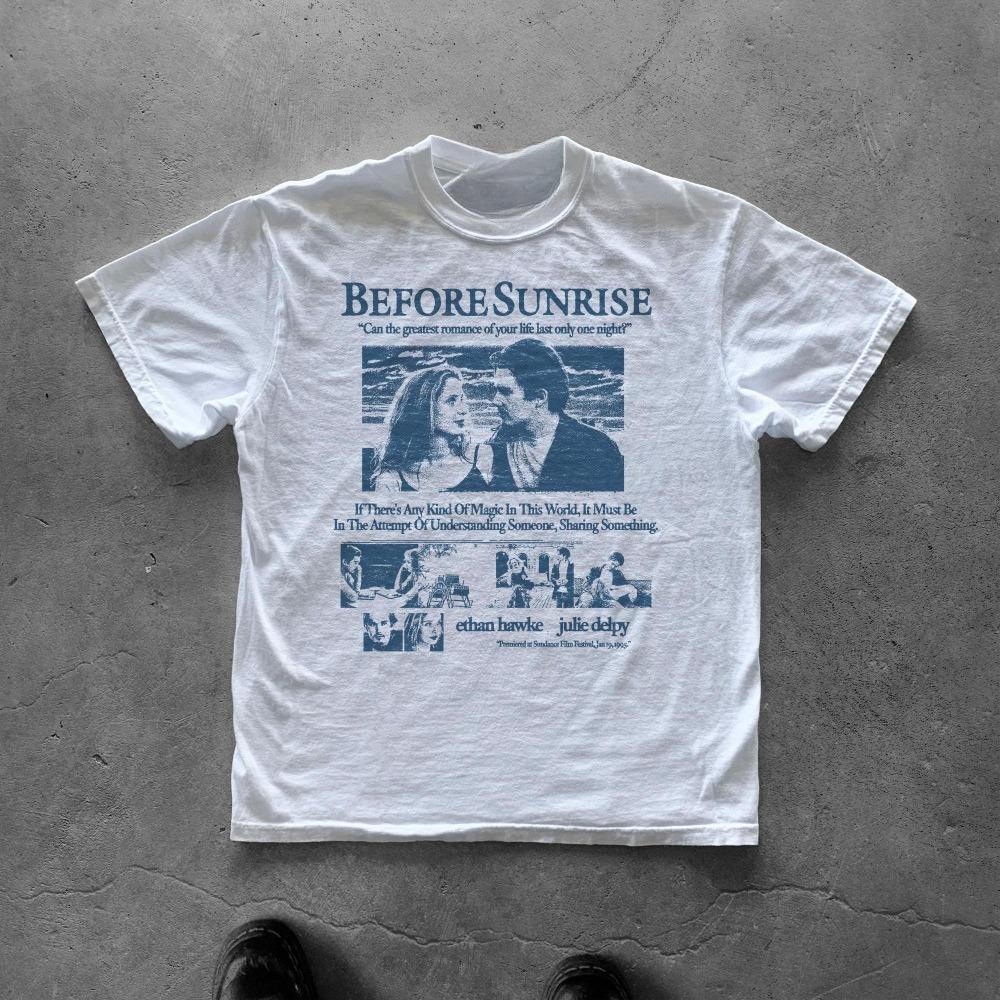 

Перед рассветом, Итан Хоук, классический фильм 90-х, ретро-стиль, футболка с принтом фильма, унисекс, топ/футболка из чистого хлопка, уличная одежда 2XL