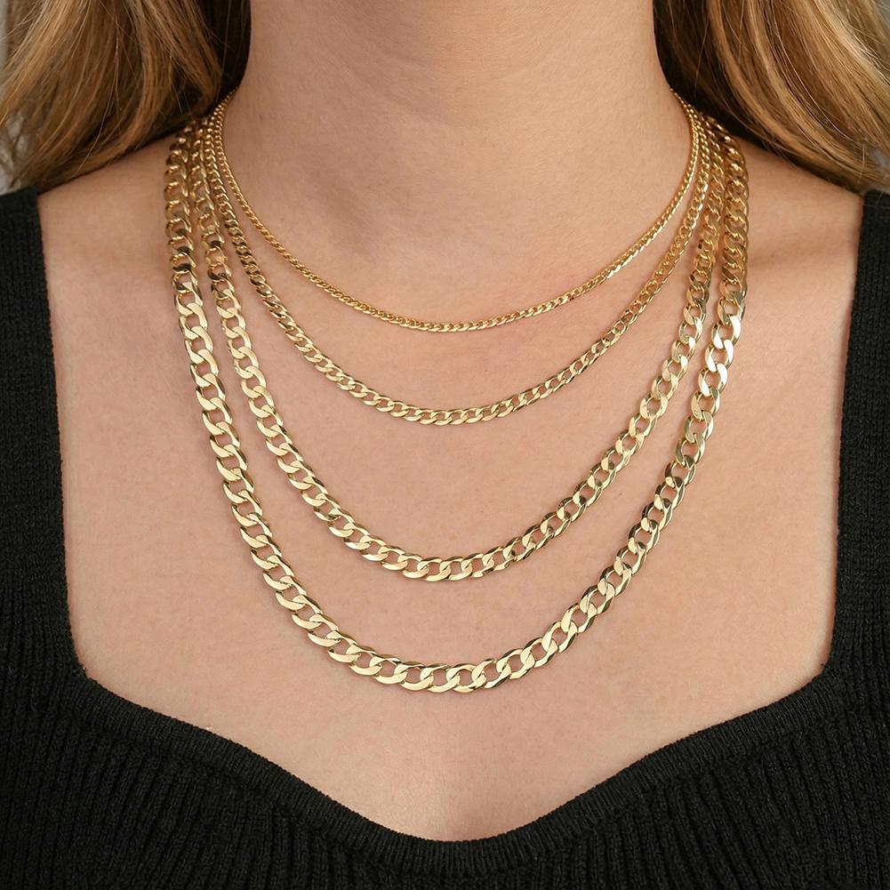 Effie Queen 925 Sterling Silver 2mm 6mm Cuban Chain Necklaces Unisex Couple Hiphop Cuban Curb Chain Choker Jewelry Gift SC60