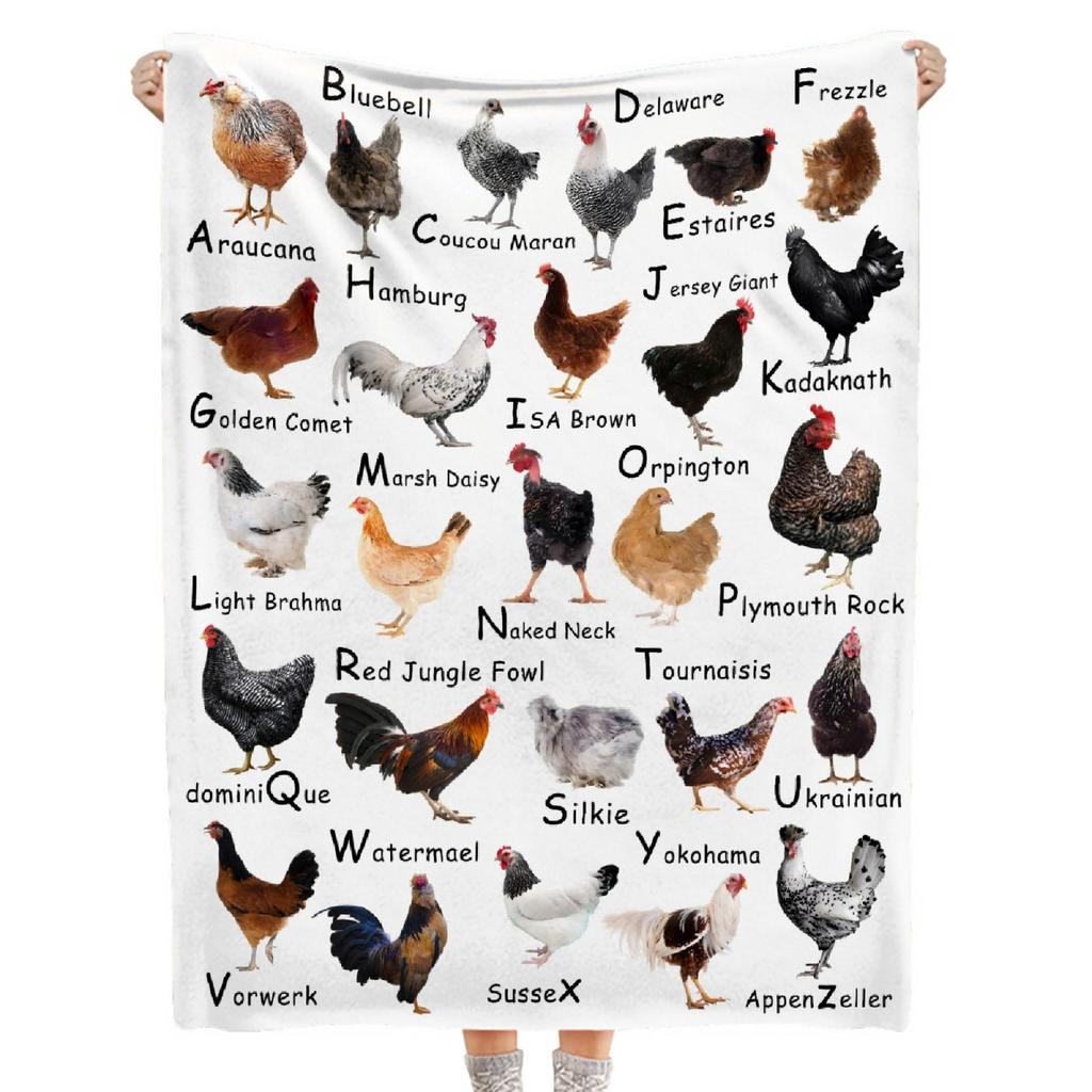 Chicken Flower Series Printed Blanket for Sofa Bed Travel Camping Living Room Office Conditioning Blanket for All Seasons Gifts